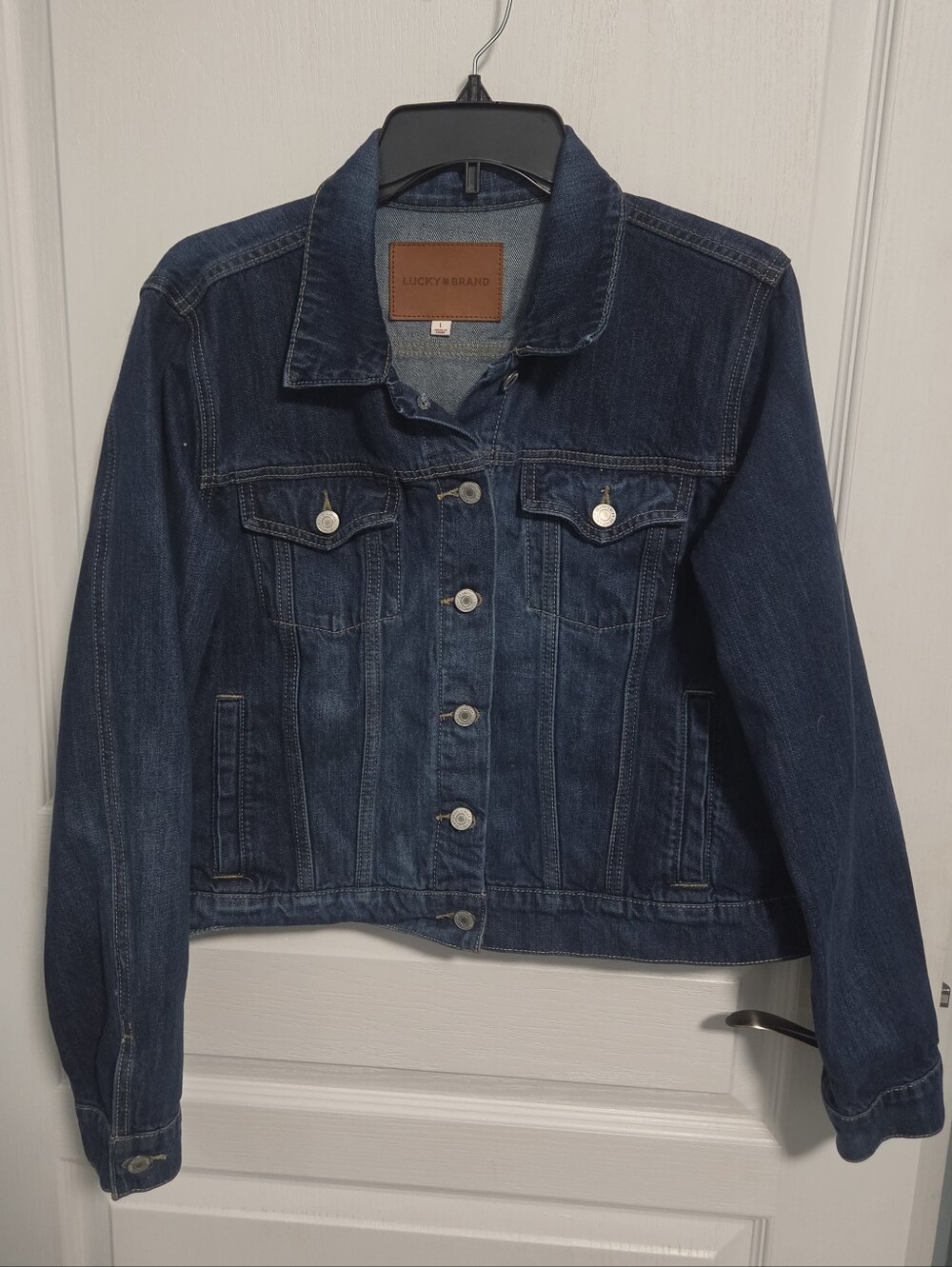 Lucky Brand Jean Jacket Denim Trucker Cropped Blue Womens Large